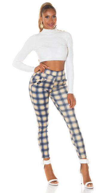 Highwaist Treggings with checked pattern Navy